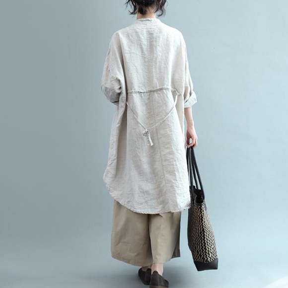 Relaxed Linen Cotton Zen Shirt/Dress - Picture 3 of 6